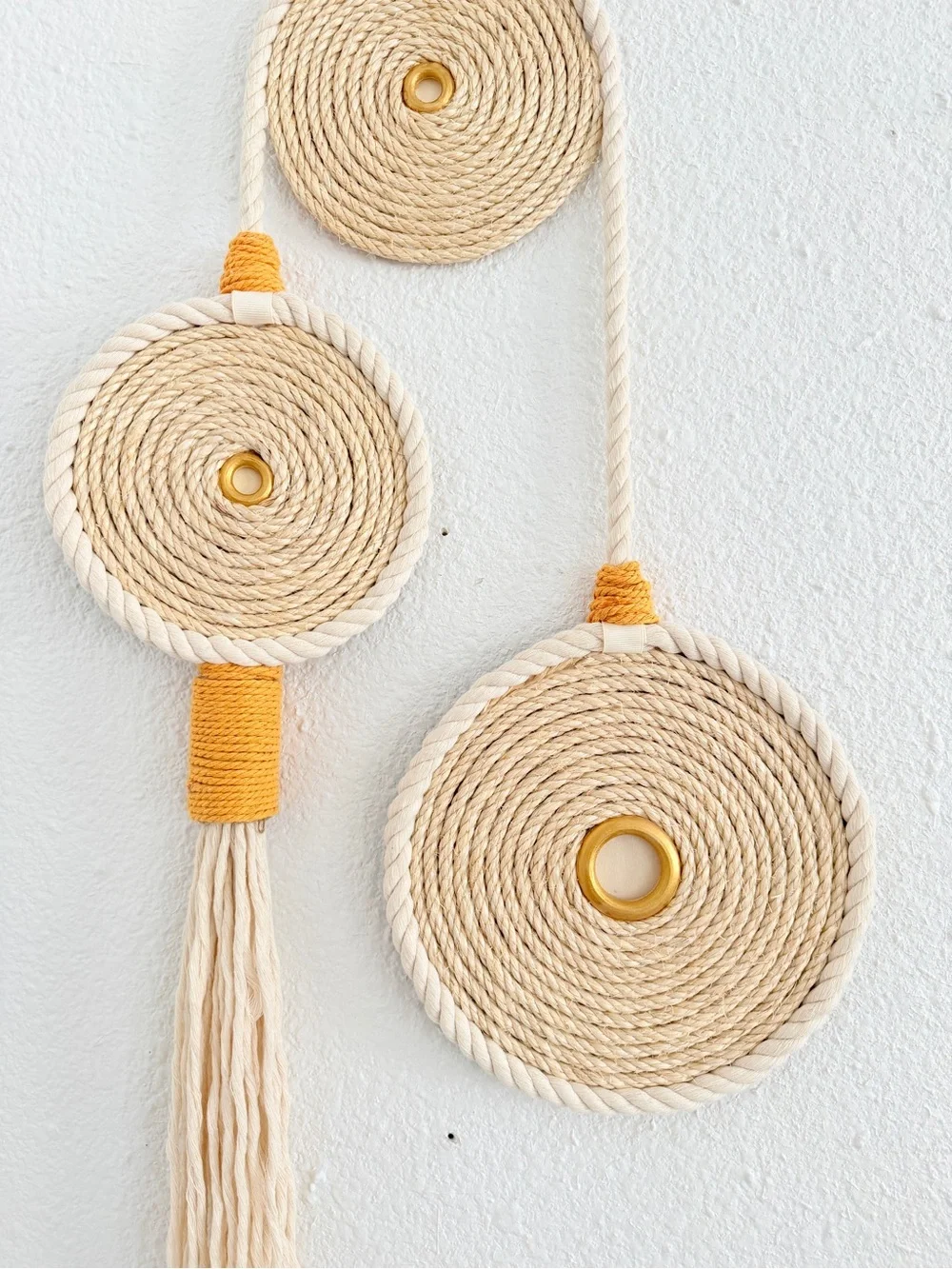 Bohemian Woven Wall Hanging, Handmade Rope Wall Art, Neutral Home Decor